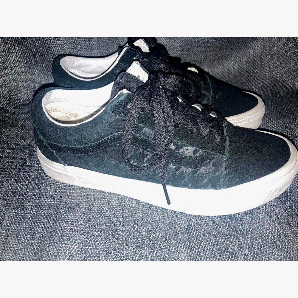 Men's 6.5 / Women's 8 Vans 721356 Old Skool Black Suede on Black Houndstooth